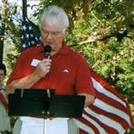 David Stanfield reading the inscription.